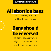 Instagram format text graphic reading All abortion bans are harmful, with or without exceptions