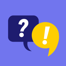 An image of speech bubbles with a question mark and an exclamation point. 