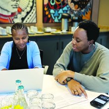 Onikepe Owolabi and Caroline Kabiru of APHRC