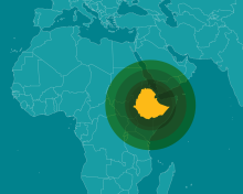 Picture shows Ethiopia on the map of Africa