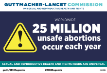 Graphic showing that 25 million unsafe abortions occur worldwide each year