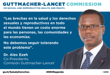 Gráfico que muestra la cita del Dr. Alex Ezeh sobre la Comisión Guttmacher-Lancet