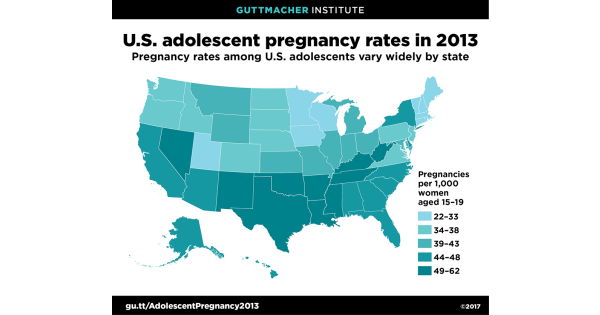 U.S. Adolescent Pregnancy Rates By State, 2013 | Guttmacher Institute